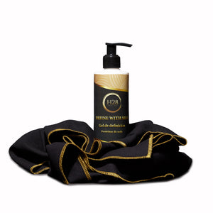 Natural silk towel set: Hair towel and facial makeup remover towel. black color