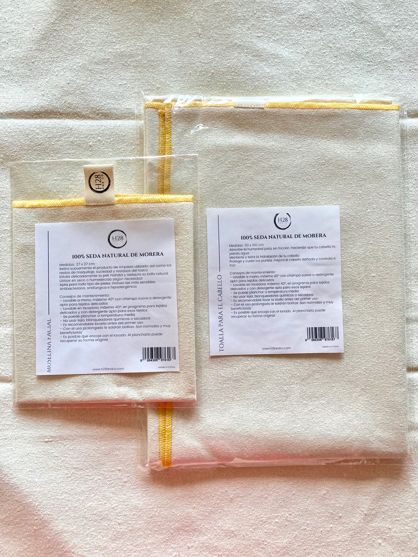 Natural silk towel set: Hair towel and facial makeup remover towel